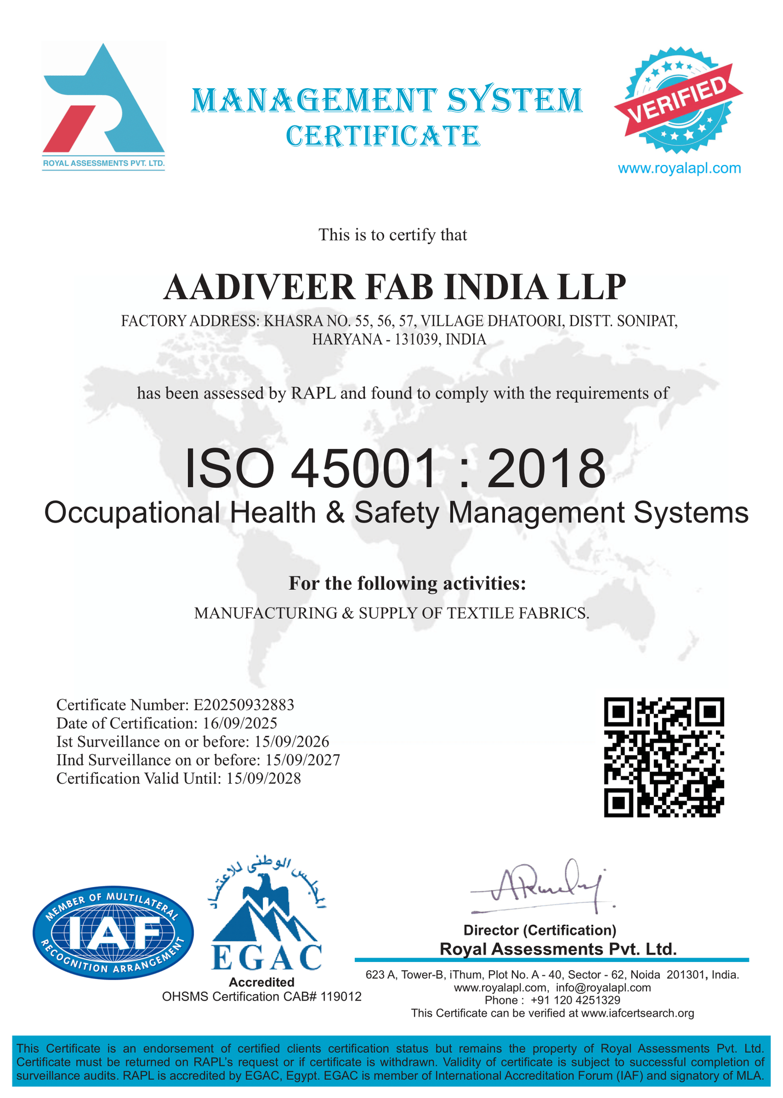 AADIVEER FAB INDIA LLP OHSMS